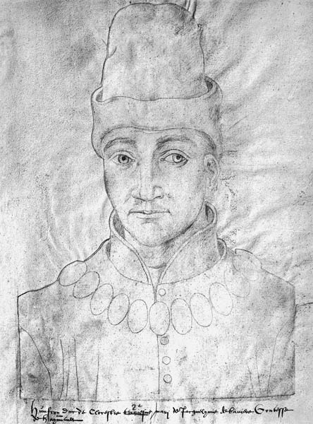 Ms 266 f.37 Portrait of Humphrey of England (1390-1447) Duke of Gloucester, from the 'Receuil d'Arra à École flamande