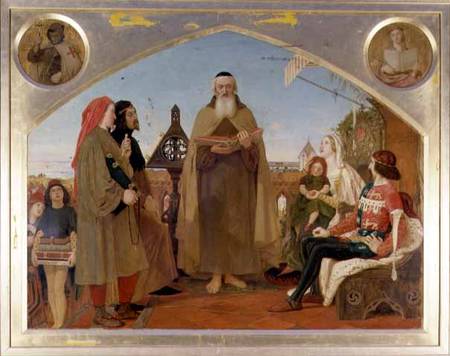 John Wycliffe reading his translation of the Bible to John of Gaunt à Ford Madox Brown