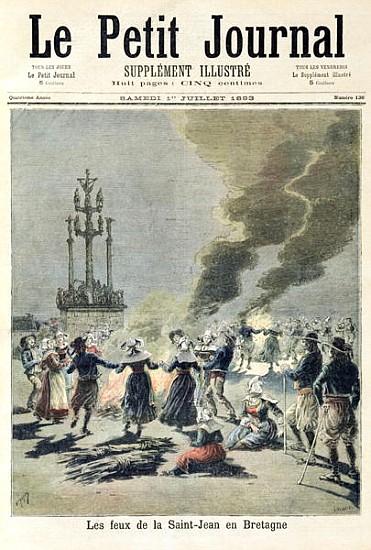 Bonfires lit to celebrate the summer solstice in Brittany, front cover of ''Le Petit Journal'', 1st  à Fortune Louis Meaulle