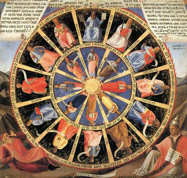 Ezekiel's Vision of the Mystic Wheel (from Armadio degli Argenti) à Fra Beato Angelico