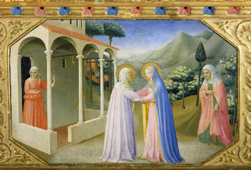 La réunion Marie et d'Anna. Predella de l'autel annonciation à Marie à Fra Beato Angelico