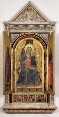 The Linaiuoli Triptych (with open shutters): The Virgin and Child enthroned with St. John the Baptis à Fra Beato Angelico