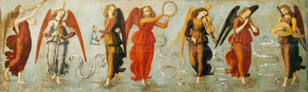 Anges jouant d'instruments de musique à Francesco Botticini