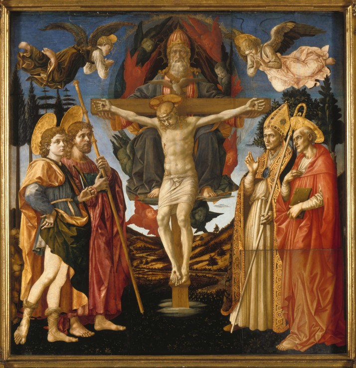 The Holy Trinity (Panel of the Pistoia Santa Trinità Altarpiece) à Francesco di Stefano Pesellino