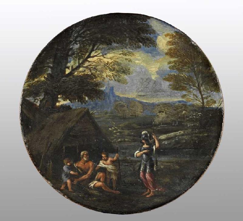 Erminia sucht bei den Hirten Zuflucht. Mitte 17. Jahrhundert à Francesco Giovane