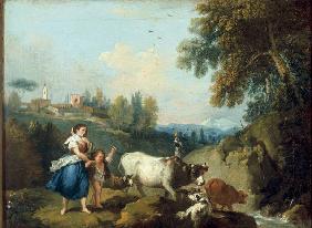 F. Zuccarelli / Paysage avec vachere