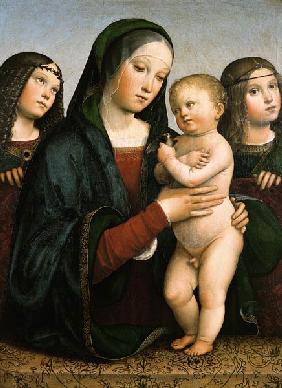 Marie avec l'enfant et deux anges