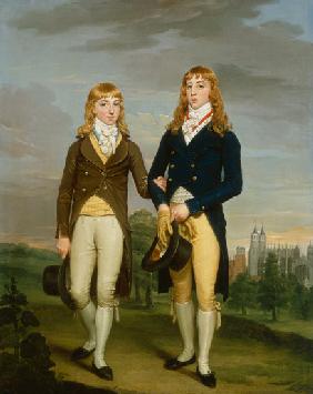 portrait de deux écoliers d'Eton - des vêtements avant le Eton-College