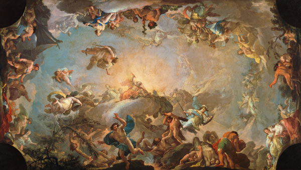 The Fall of the Giants besieging Olympus à Francisco Bayeu y Subias