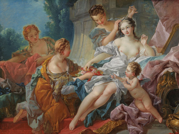La toilette de Venus - tableau de François Boucher en reproduction imprimée  ou copie peinte à l'huile sur toile