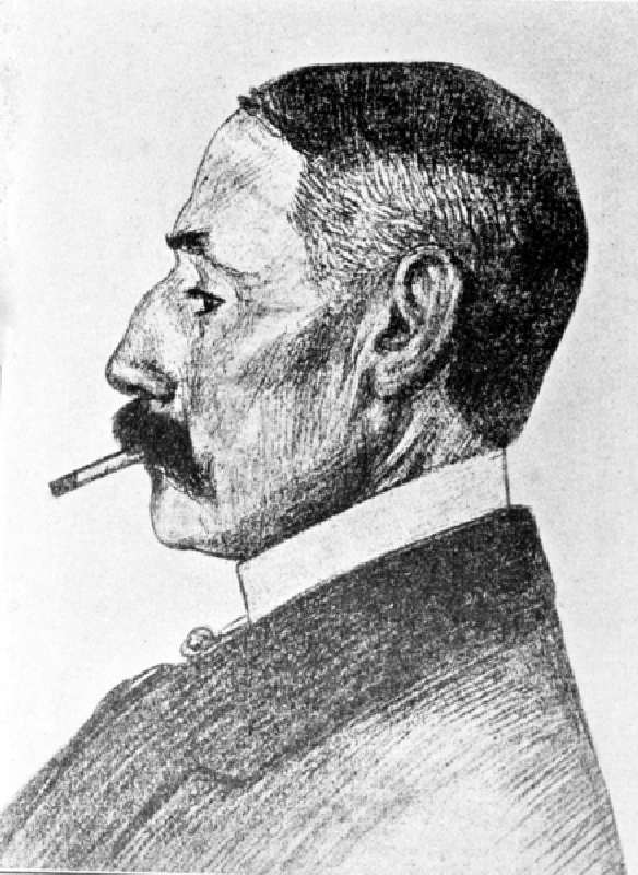 Portrait of the British composer Edward Elgar (pencil on paper) à Frank Lewis Emanuel