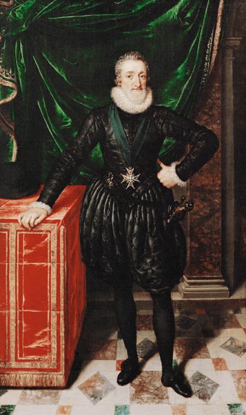 Portrait of Henri IV (1553-1610) King of France, in a black costume à Frans II Pourbus