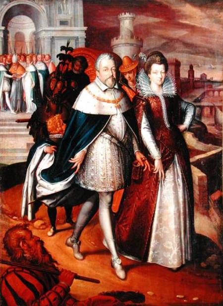 Portrait of Ferdinand I (1549-1609) Grand Duke of Tuscany, and his Niece Marie (1573-1642), future w à Frans II Pourbus