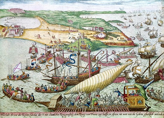 The Siege of Tunis or La Goulette Charles V in 1535 à Franz Hogenberg