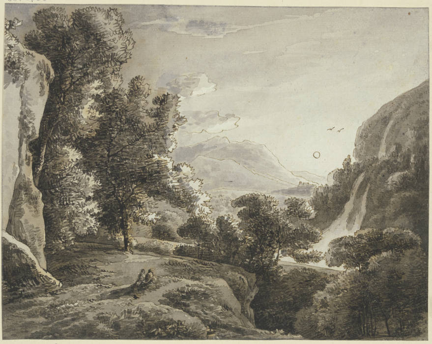Waldige Landschaft mit Wasserfall à Franz Innocenz Josef Kobell