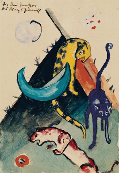 Les trois Panther du roi Jussuff (carte postale à des Else élèves de cachot de lecture)