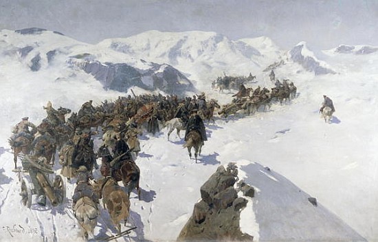 Count Argutinsky crossing the Caucasian Range à Franz Roubaud