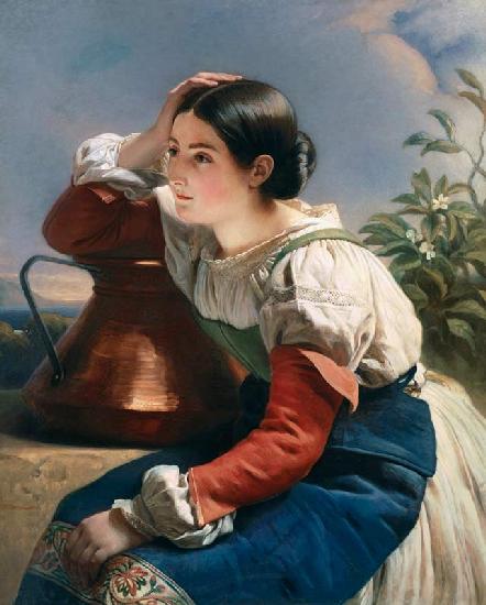 Portrait d'une jeune italienne au puits