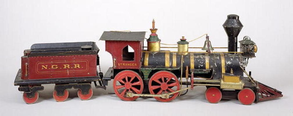Railroad engine & tender model, 1877 (wood & metal) à Fred Butterfly
