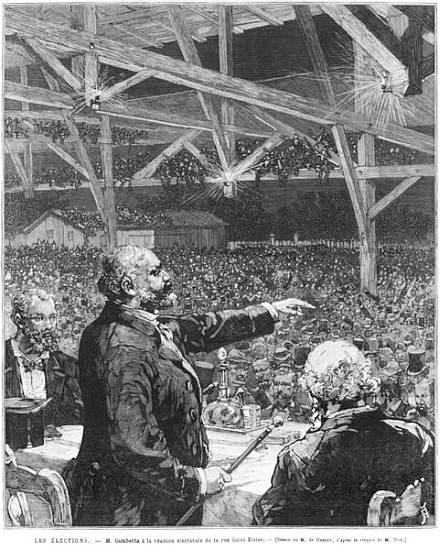 Leon Gambetta a la reunion electorale de la rue Sainte-Blaise, c.1879 à Frederic de Haenen
