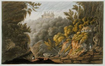 Shanklin Chine, from 'The Isle of Wight Illustrated, in a Series of Coloured Views', engraved by P. à Frederick Calvert