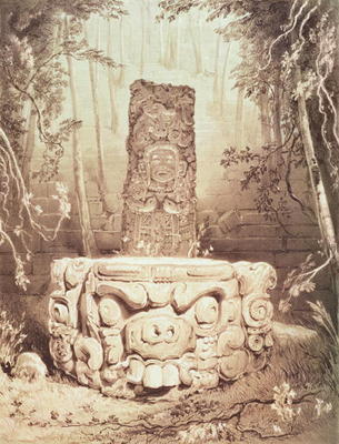 Mayan temple, Honduras (engraving) à Frederick Catherwood