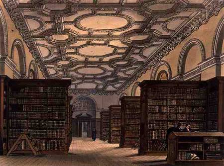 Interior of the Public Library, Cambridge, from 'The History of Cambridge', engraved by Daniel Havel à Frederick Mackenzie