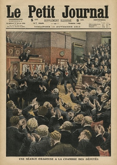 A stormy session at the Chamber of Deputies, illustration from ''Le Petit Journal'', supplement illu à École française