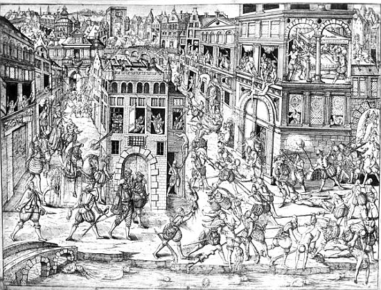 Death of Admiral Gaspard II de Coligny (1519-72), at the time of St. Bartholomew''s Massacre in 1572 à École française