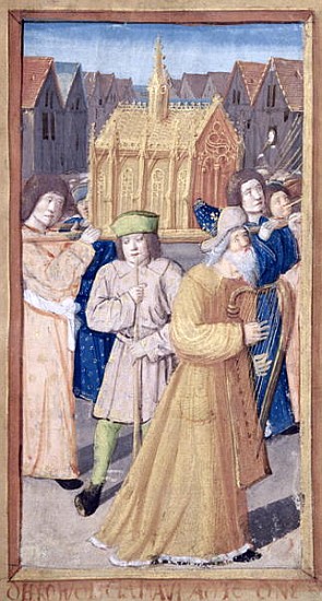 Fol.56r David and the Ark of the Covenant, from ''Heures a l''Usage de Rome'' à École française
