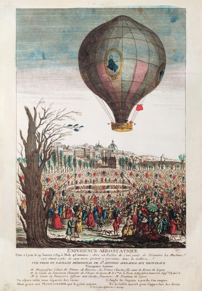 Hot-Air Balloon Experiment the Montgolfier Brothers and Francois Pilatre de Rozier (1754-85) at Lyon à École française