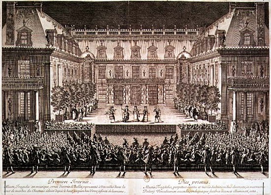 Performance of the opera ''Alceste'', performed in the Marble Courtyard at the Chateau de Versailles à École française
