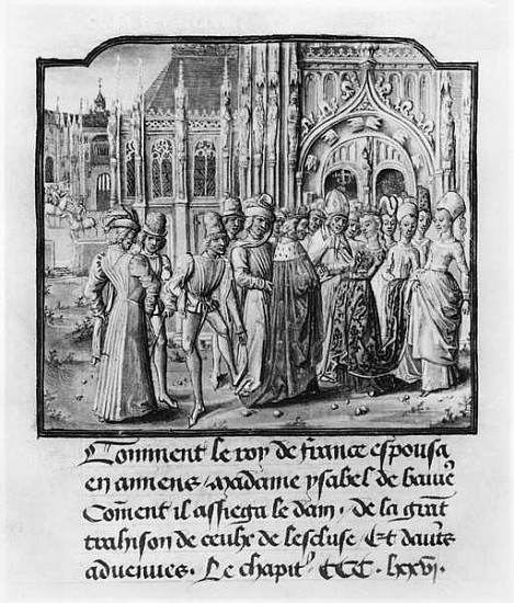 T.2 fol.311v Marriage of Charles VI (1368-1422) King of France and Isabella of Bavaria (1371-1435) a à École française