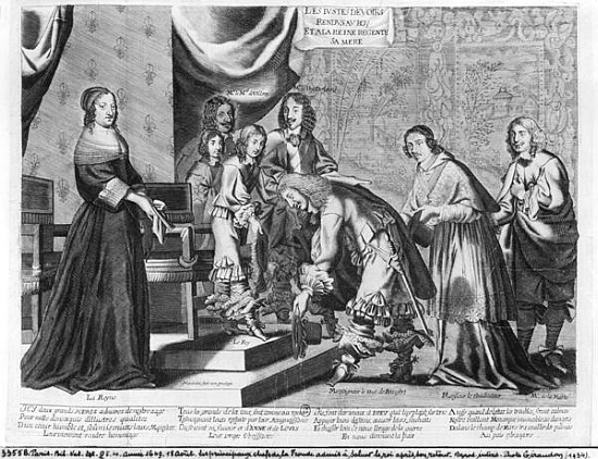 The chiefs of the Fronde admitted to greet the King Louis XIV (1638-1715) after his coming back, on  à École française