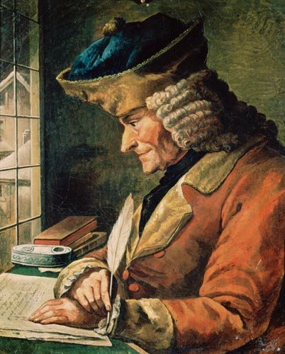 Voltaire (1694-1778) in his Study à École française