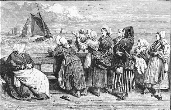 Waiting for the Boats, sketched near Boulogne, published in ''The Illustrated London News'' à École française