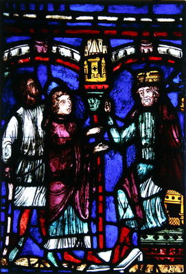 Window depicting an audience with a king, Ile de France Workshop (stained glass) à Ecole Française, (13ème siècle)