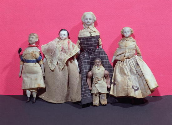 Collection of dolls, possibly used by Honore de Balzac (1799-1850) as an aide memoire for 'La Comedi à Ecole Française, (19ème siècle)