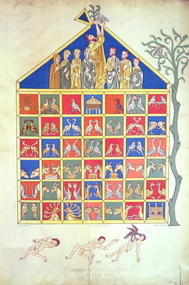 Noah's Ark, facsimile of an original 12th century manuscript, 19th century (colour litho) à Ecole Française, (19ème siècle)