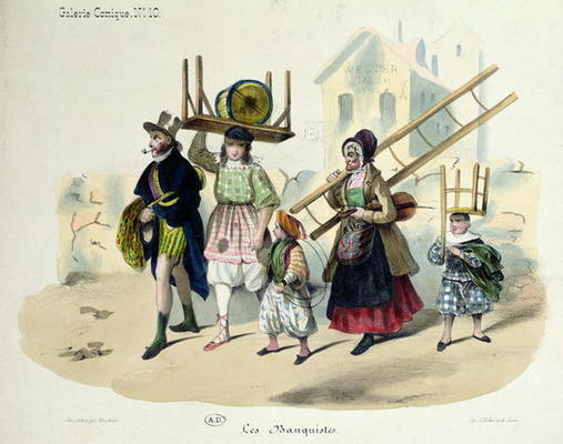 The Banquistes, c.1820-30 (colour litho) à Ecole Française, (19ème siècle)
