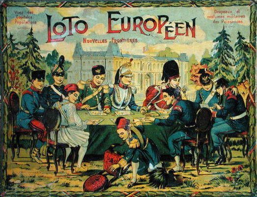 'Loto Europeen', French version of the game of Lotto for children, c.1900 (colour litho) à Ecole Française, (20ème siècle)