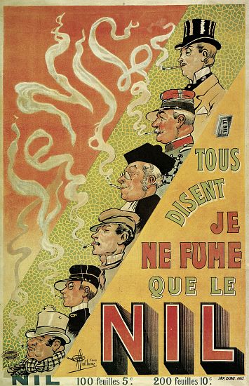 Poster advertising 'Nilum' cigarette papers à Ecole Française, (20ème siècle)