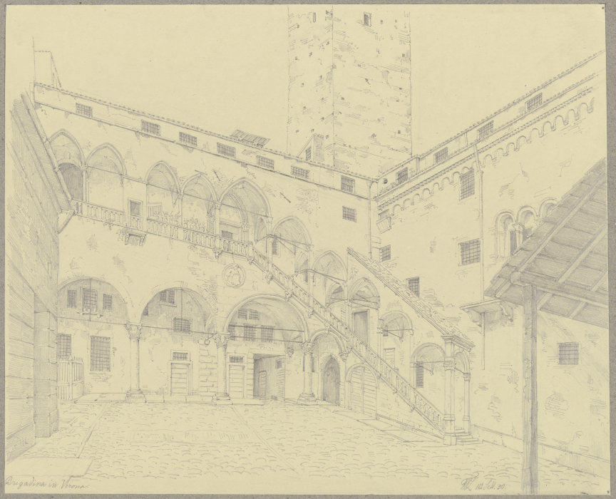 Die Torre dei Lamberti in Verona à Friedrich Wilhelm Ludwig