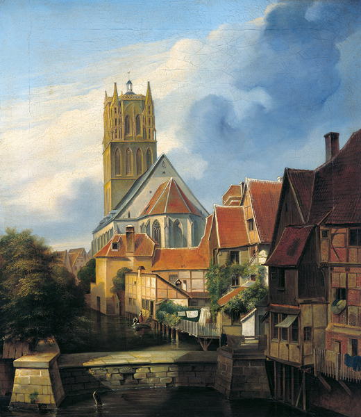 Ansicht der Überwasserkirche zu Münster von Südosten à Friedrich Wilhelm Harsewinkel