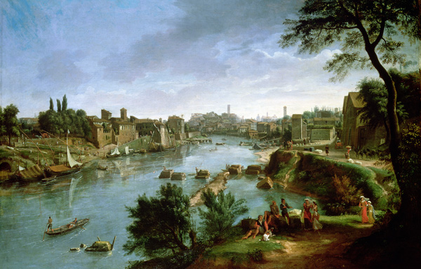 View of the River Tiber in Rome (pair of 68188) à Gaspar Adriaens van Wittel
