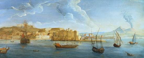 View of Naples with the Castel dell'Ovo and Vesuvius in the background à Gaspar Adriaens van Wittel