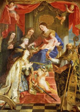 Marie avec l'enfant et le Saint Marie Magdelaine,  Cécile, Dorothée, Catherine