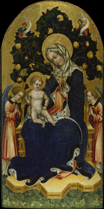 Virgin and Child Enthroned with Worshipping Angels and Prophets à Gentile da Fabriano