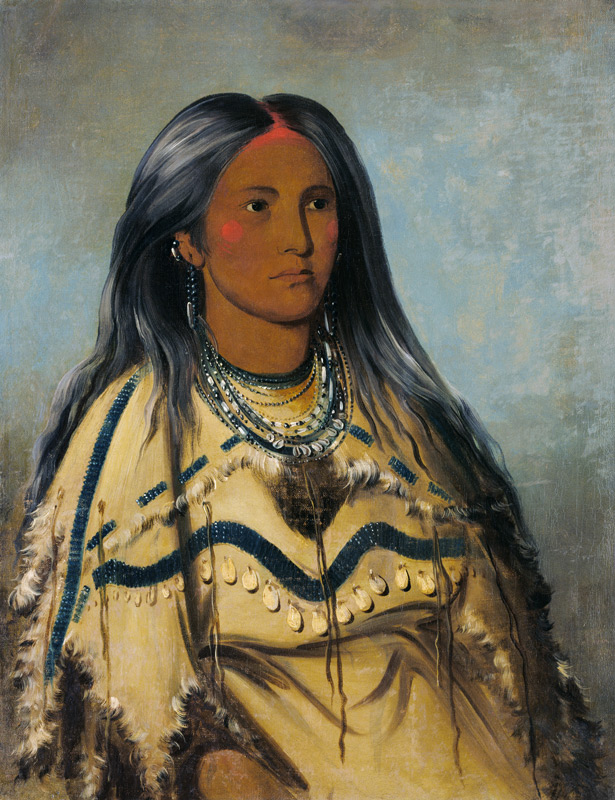 'Mint', a Mandan Indian girl, 1832 (colour litho) à George Catlin