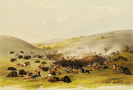 Buffalo Hunt, Surround, c.1832 à George Catlin
